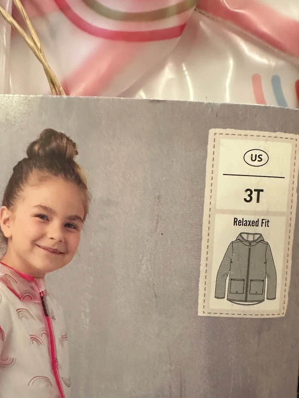 Lily & Dan Toddler Clear Raincoat with Pink Trim and Rainbow Accents